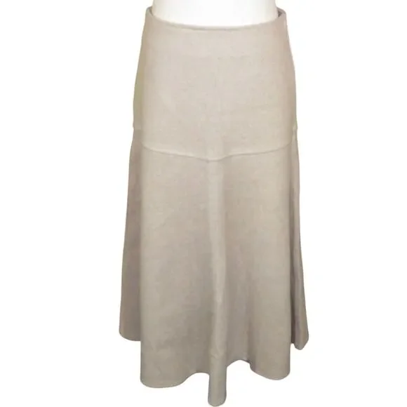 OGL Warm Cozy CashSoft Wool-like Flared Side Zip Maxi Skirt In Oatmeal Sz Medium - Picture 2 of 7